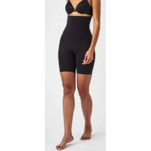 Spanx Higher Power Short 6" Size Large Black High Waisted NWB Seamless Ultra Sof - Picture 1 of 8